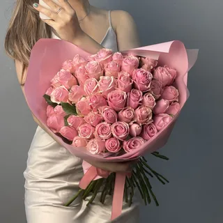Букет из 51 розовой розы 40см (Кения)