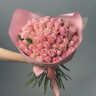 Букет из 51 розовой розы 40см (Кения)