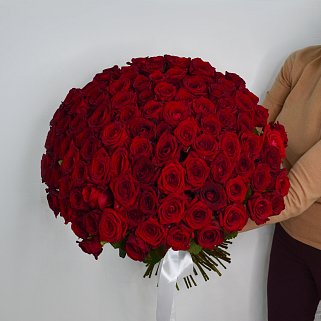 Букет из 101 красной розы 60см (Россия)
