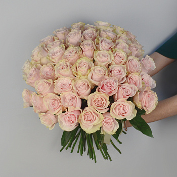 Букет из 51 розы Pink Mondial 50см