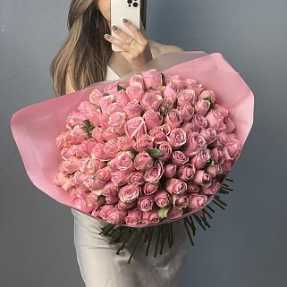Букет из 101 розовой розы 40см (Кения)