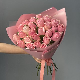 Букет из 25 розовых роз 40см (Кения)