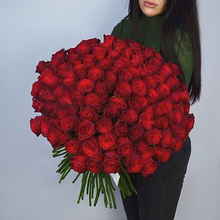 Букет из 101 бордовой розы 60см (Кения Премиум)